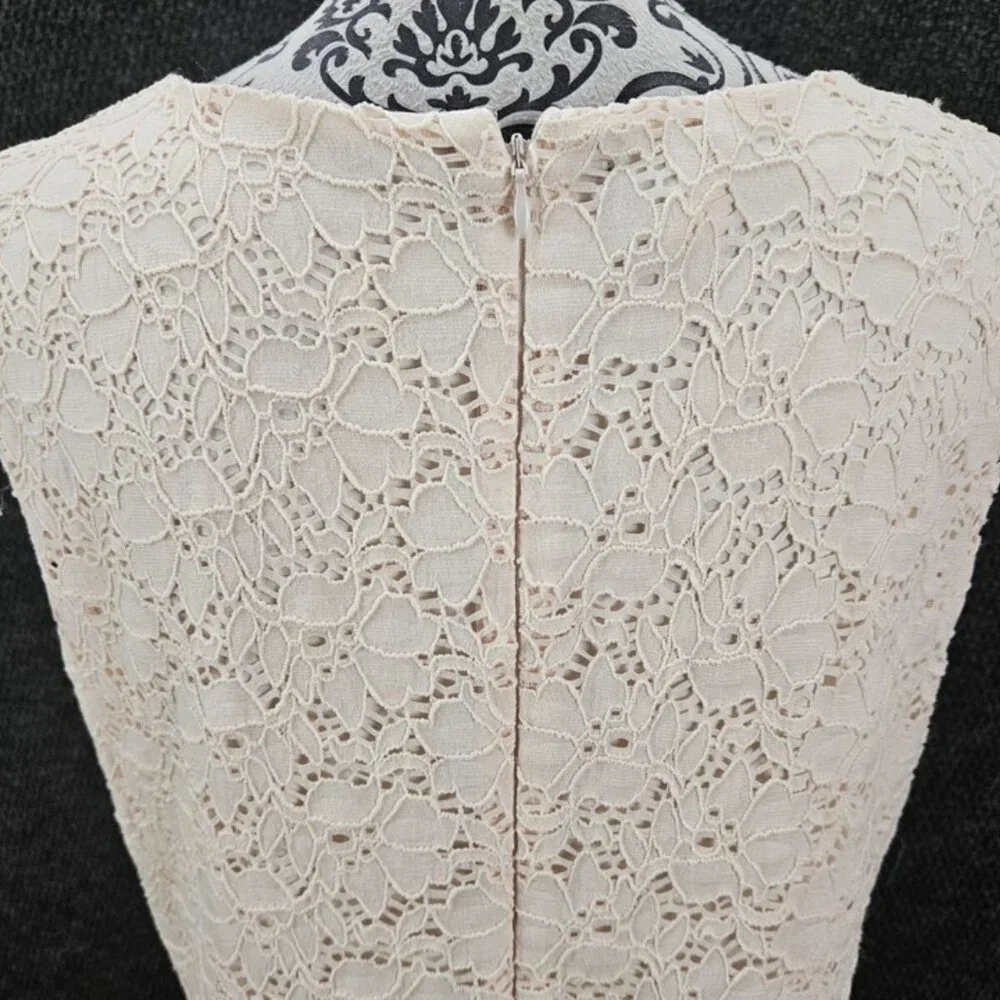 Alfani Off-white Sleeveless Lace Dress Size 12 - Picture 3 of 4